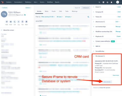 HubSpot CRM Card location