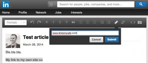 Adding a link to a LinkedIn post