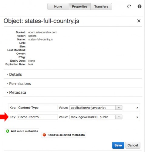 AWS S3 cache control