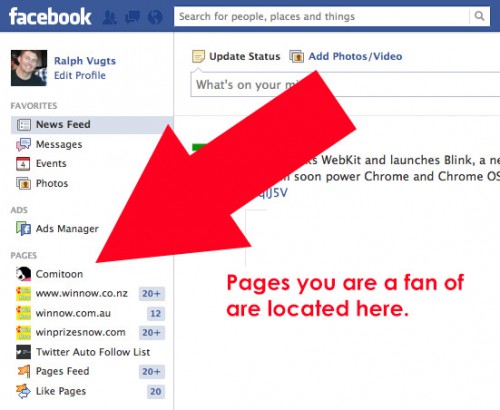 Where to find Facebook fan pages