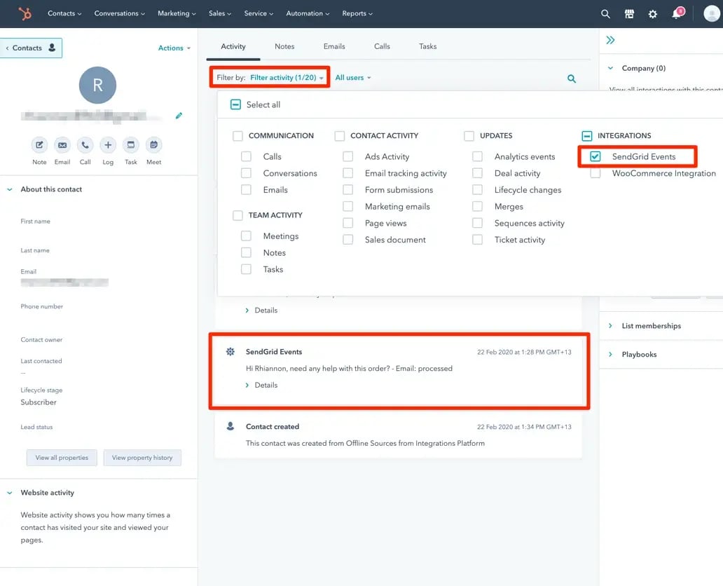 filter-hubspot-timeline-for-sendgrid-events