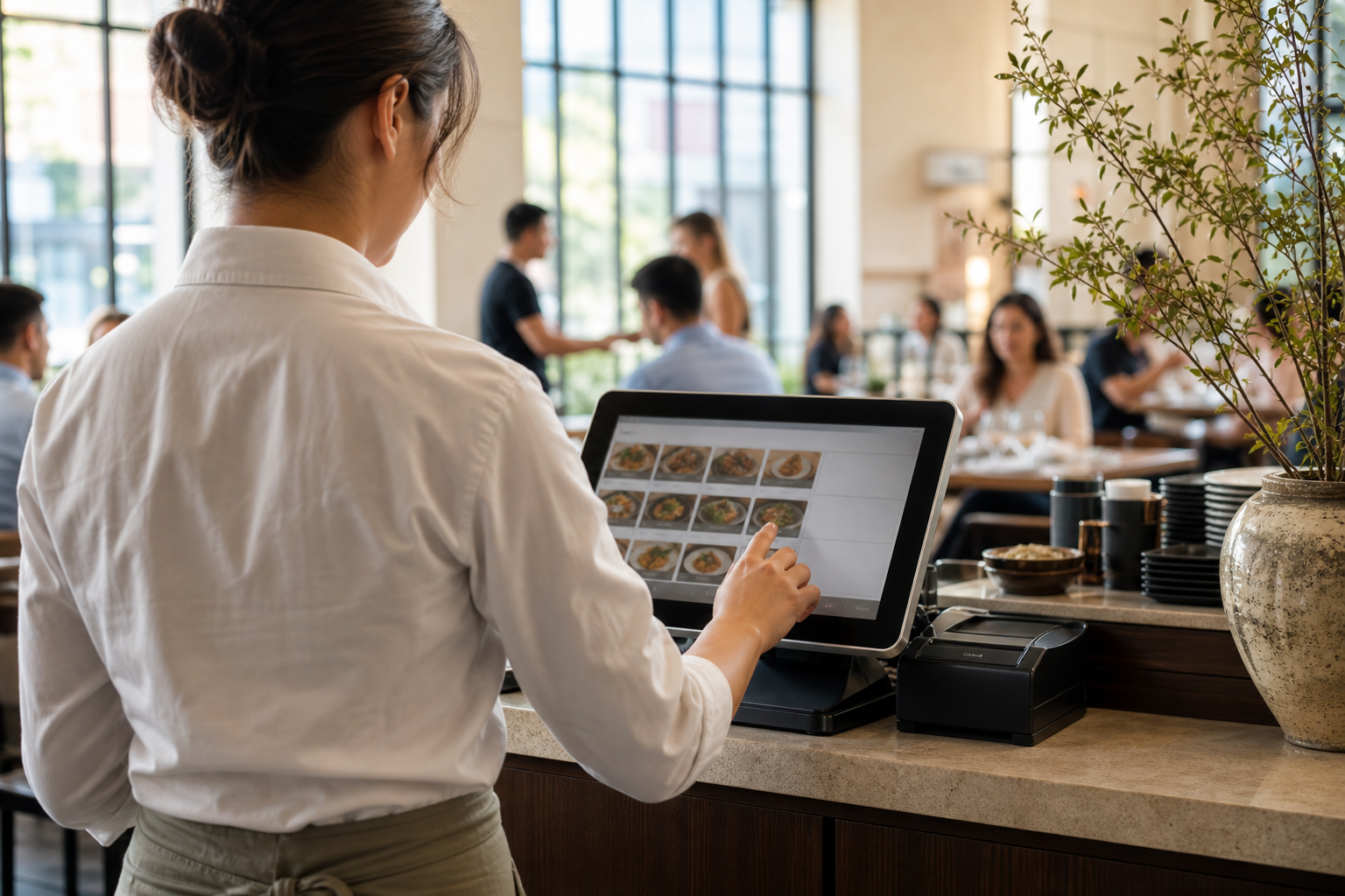 pos terminal at a restaurant