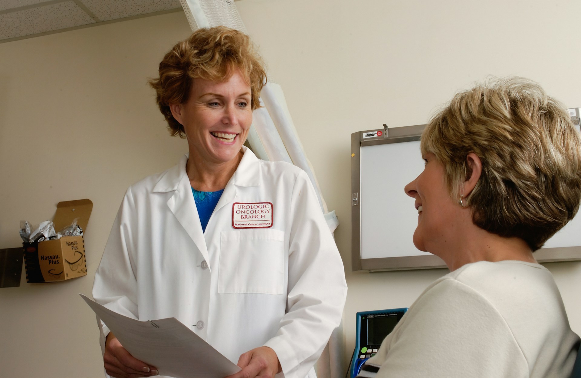 healthcare professional smiling at patient
